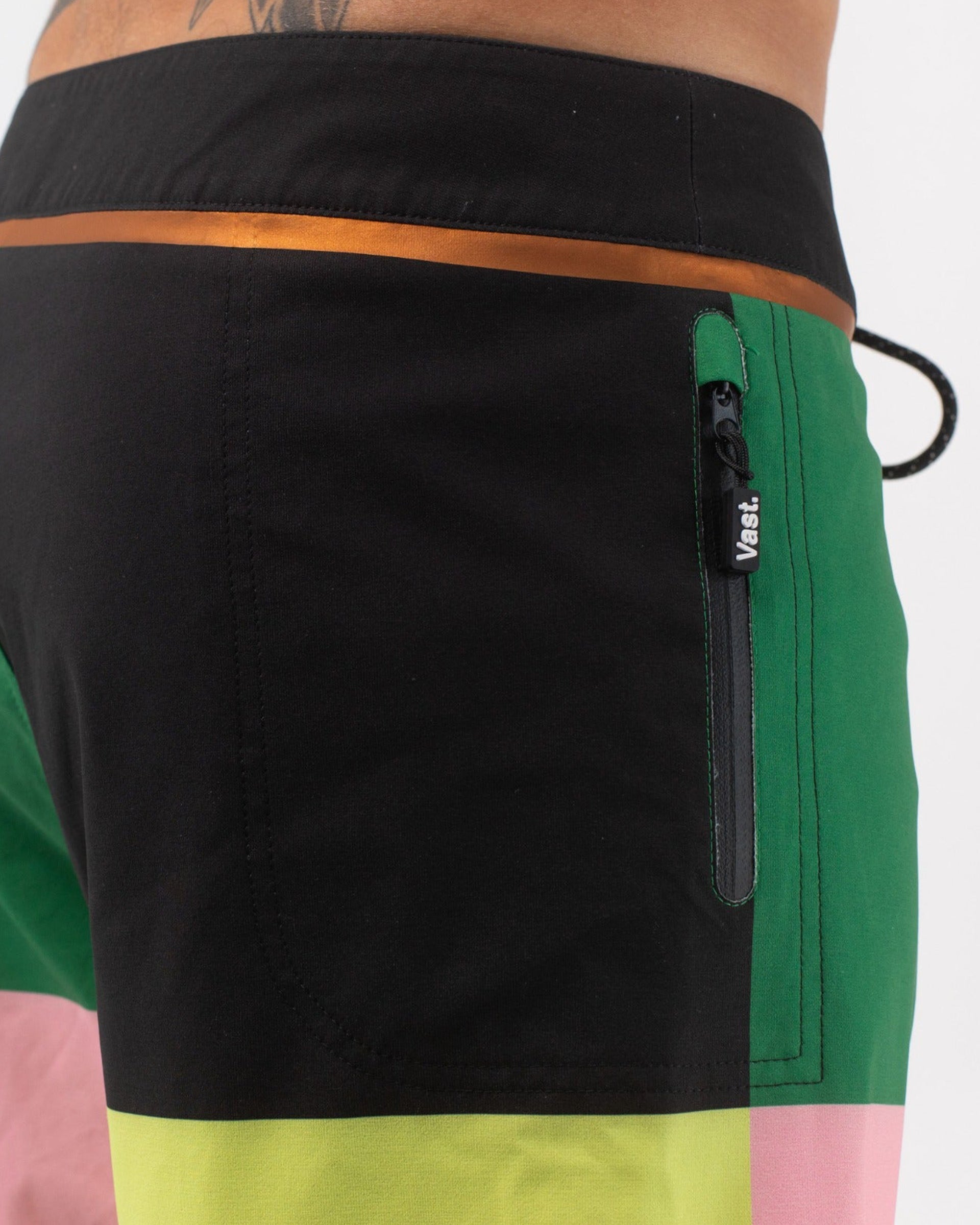 Vast. Men's Color Blocks 4 Copper Boardshort - Green Multi