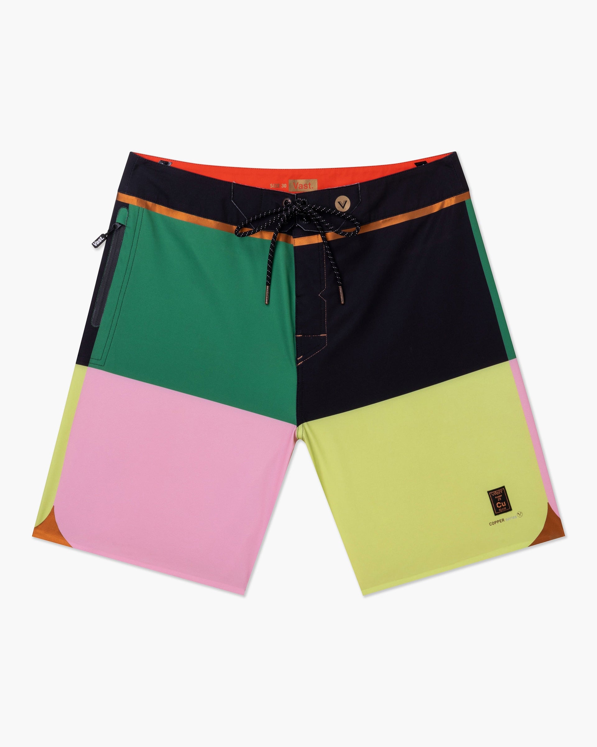Vast. Men's Color Blocks 4 Copper Boardshort - Green Multi