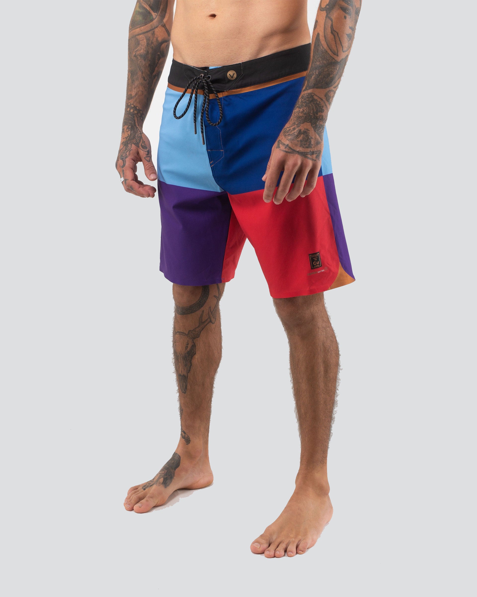 Vast. Men's Color Blocks 4 Copper Boardshort - Red Multi