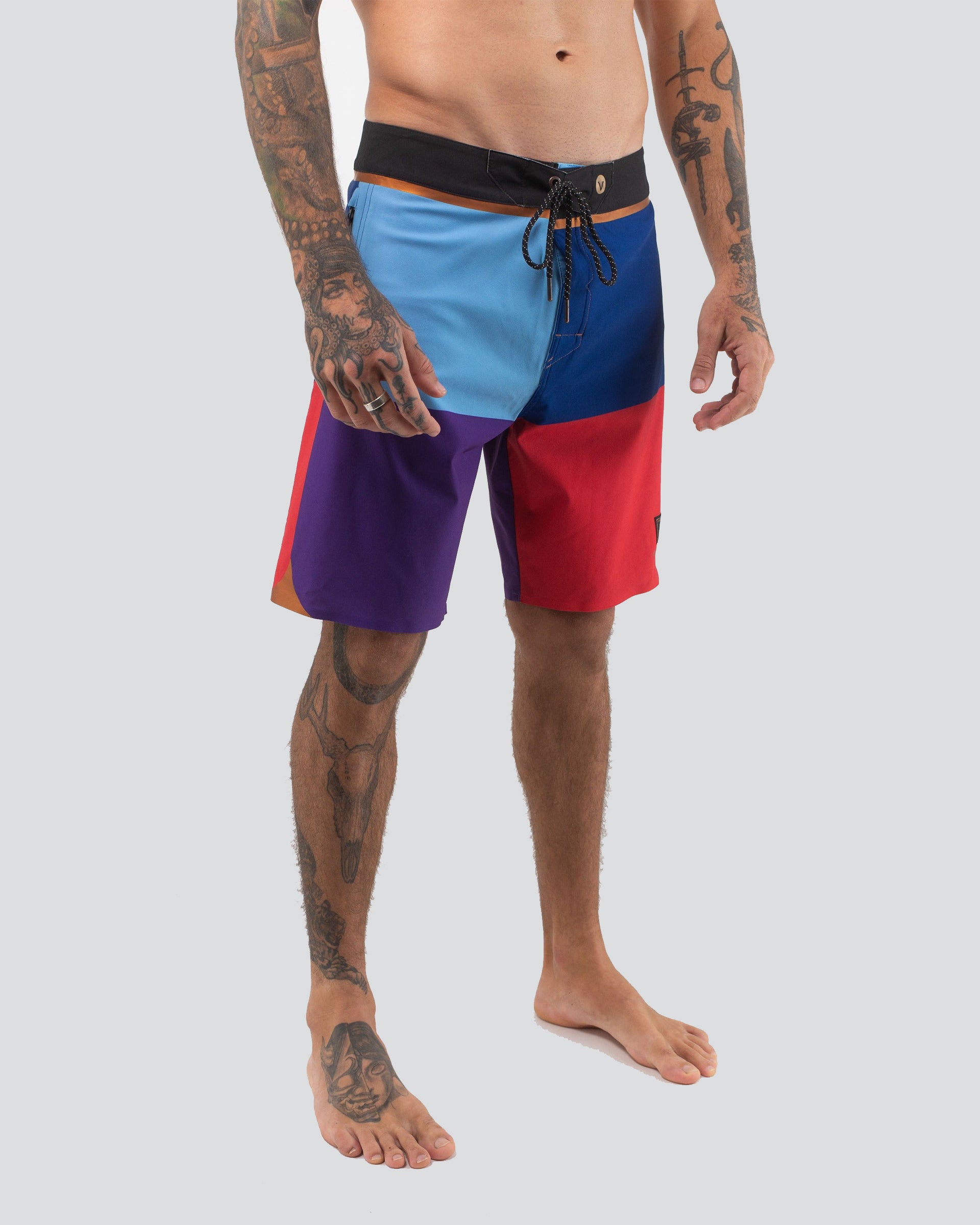 Vast. Men's Color Blocks 4 Copper Boardshort - Red Multi
