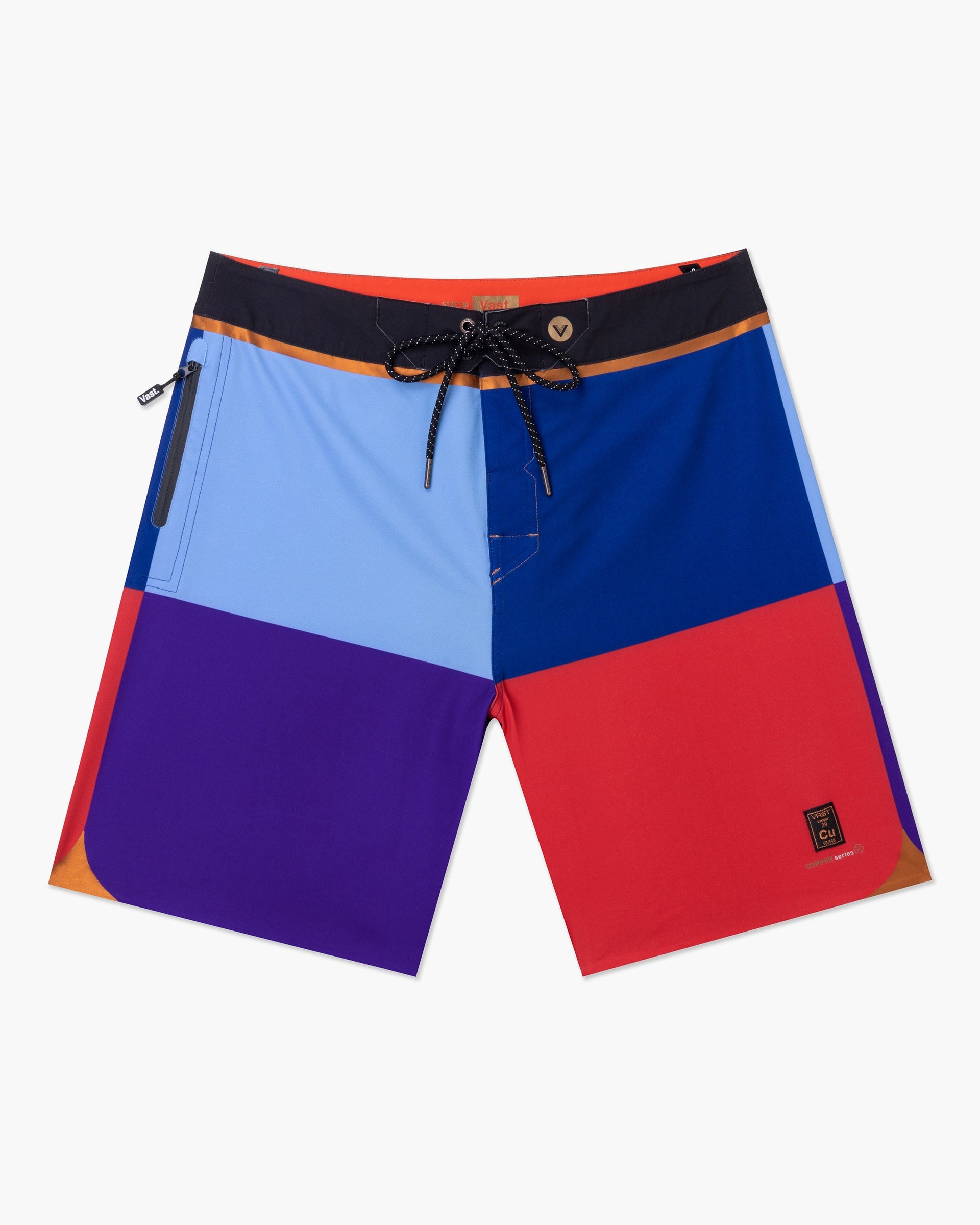 Vast. Men's Color Blocks 4 Copper Boardshort - Red Multi