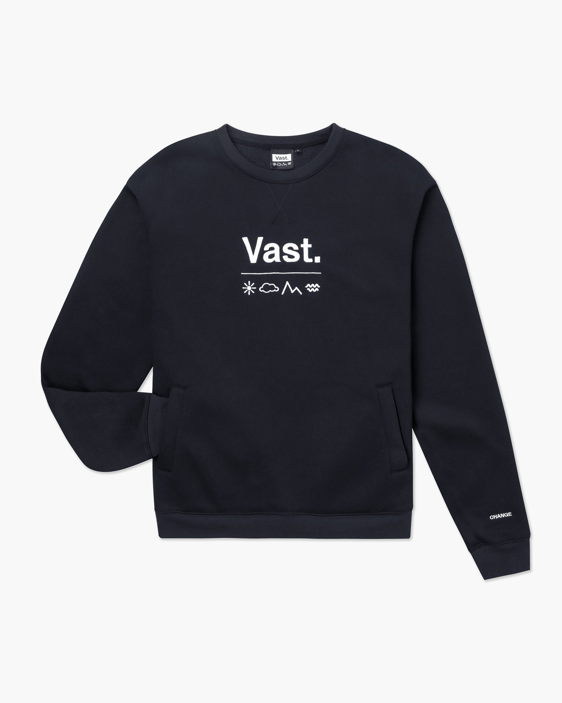 Vast. Men's Elements Lightweight Pullover Crewneck Sweatshirt - Black