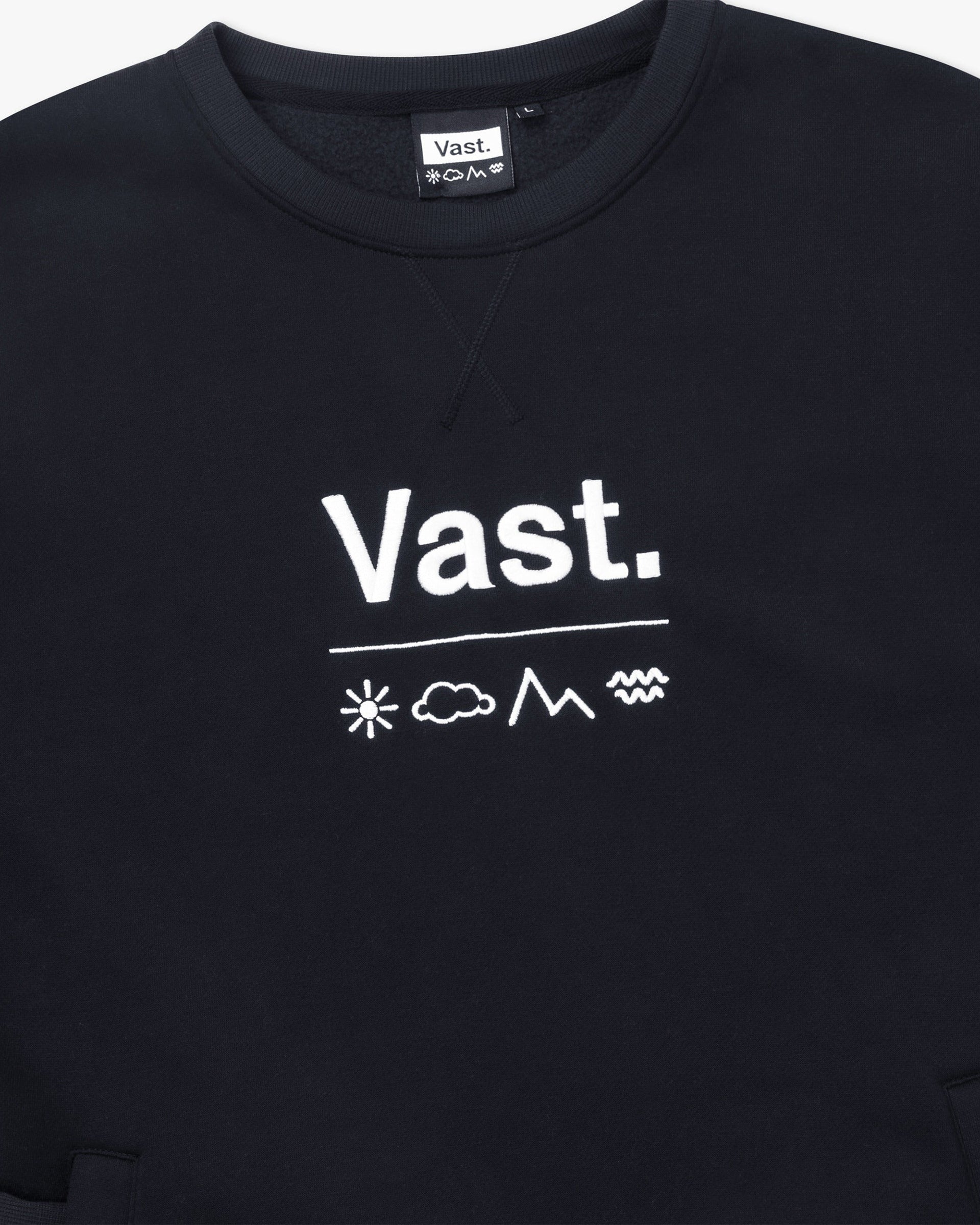 Vast. Men's Elements Lightweight Pullover Crewneck Sweatshirt - Black
