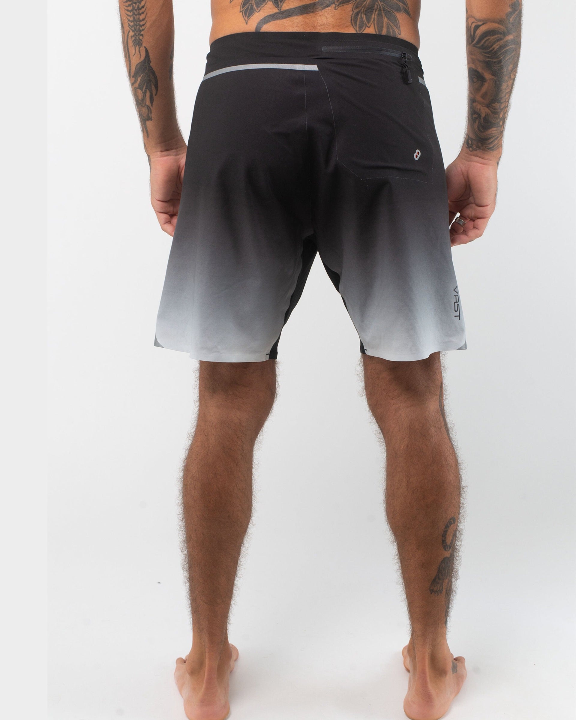 Vast. Men's Fade to Dark Titanium Boardshort - Black/White