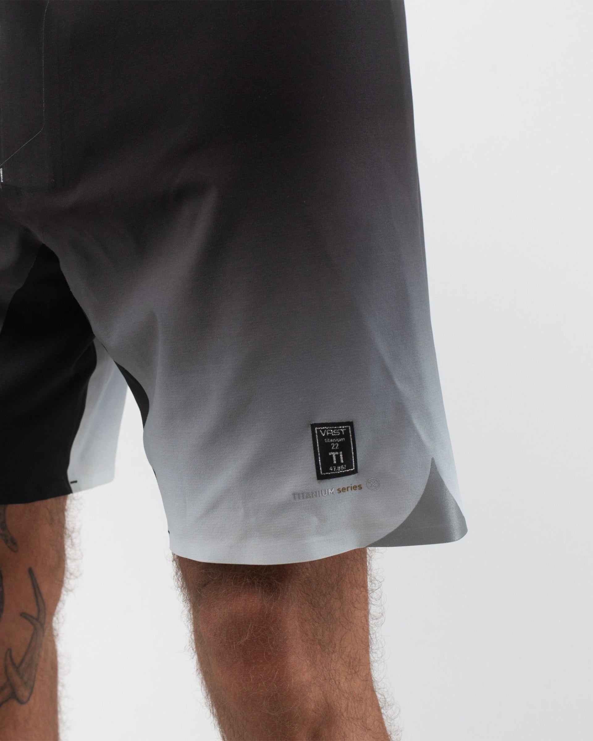 Vast. Men's Fade to Dark Titanium Boardshort - Black/White