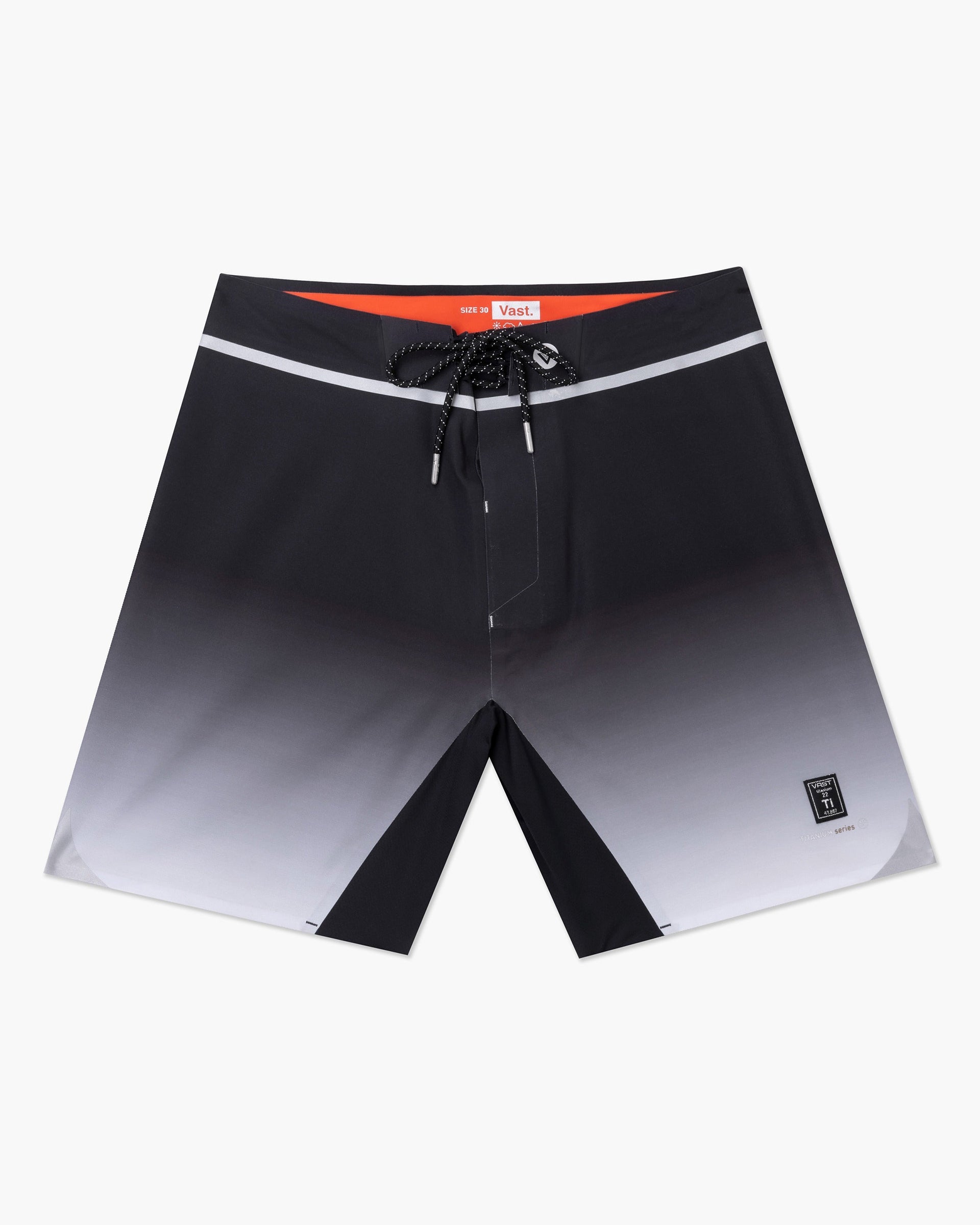 Vast. Men's Fade to Dark Titanium Boardshort - Black/White
