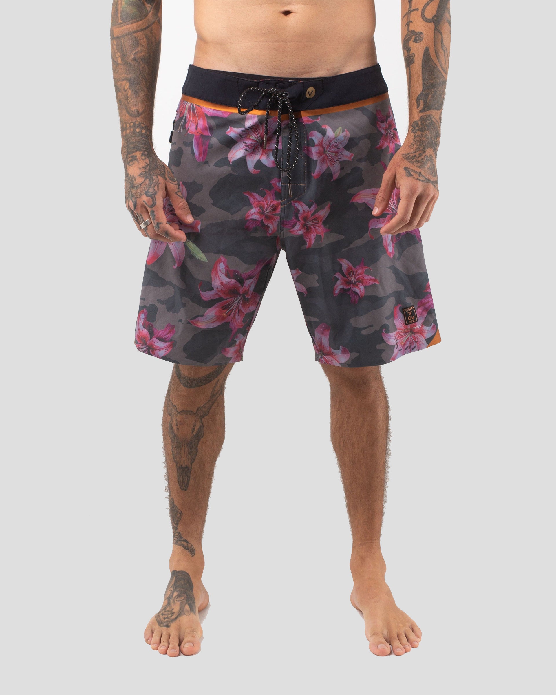 Vast. Men's Floral Blend Camo Copper Boardshort - Camo