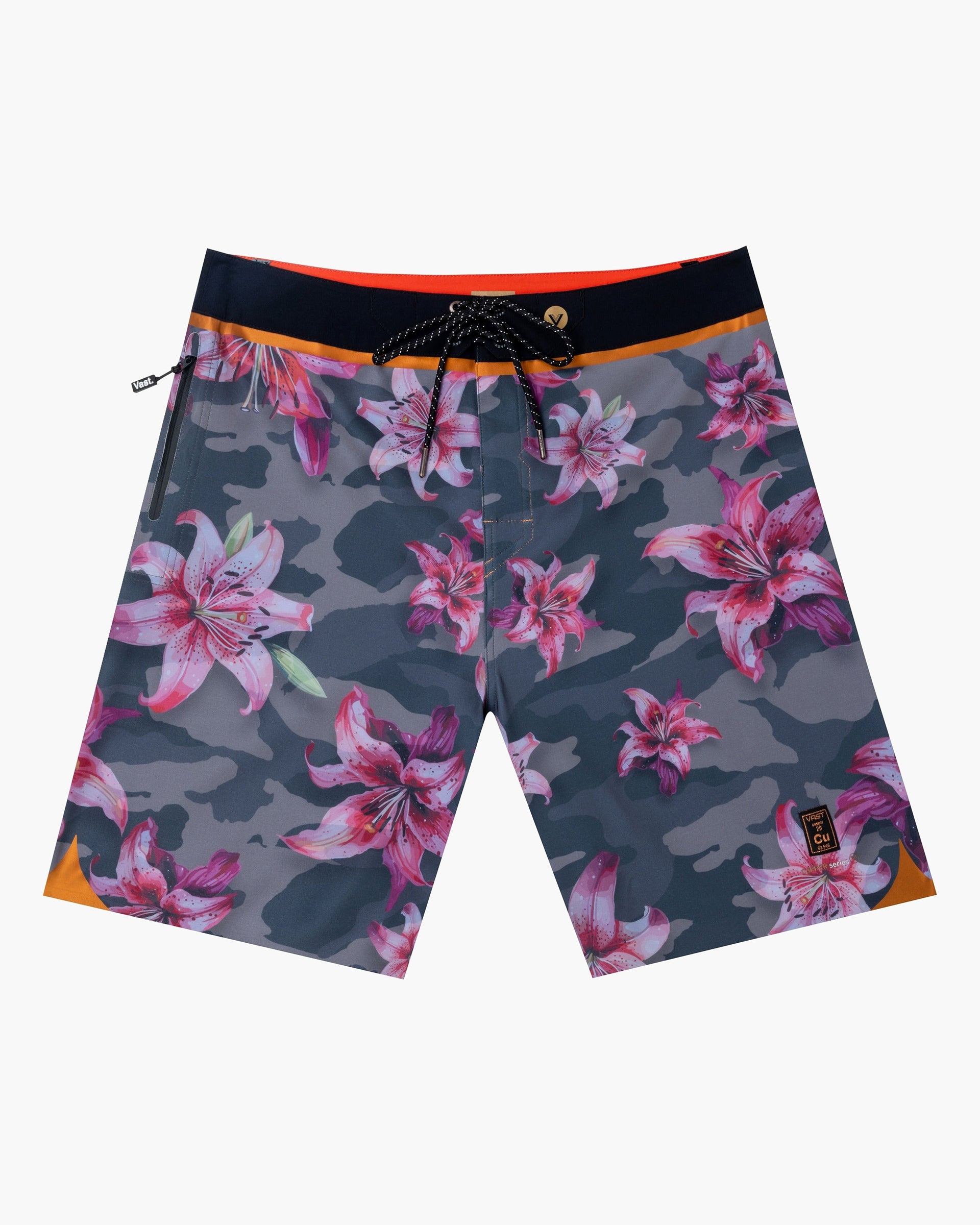 Vast. Men's Floral Blend Camo Copper Boardshort - Camo