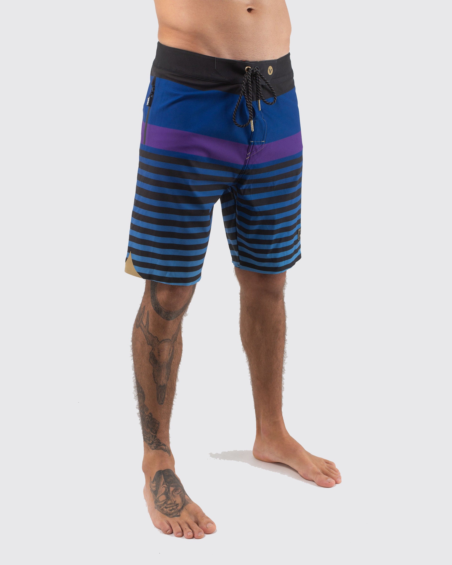 Vast. Men's Horie Stripes Gold Boardshort - Navy Multi