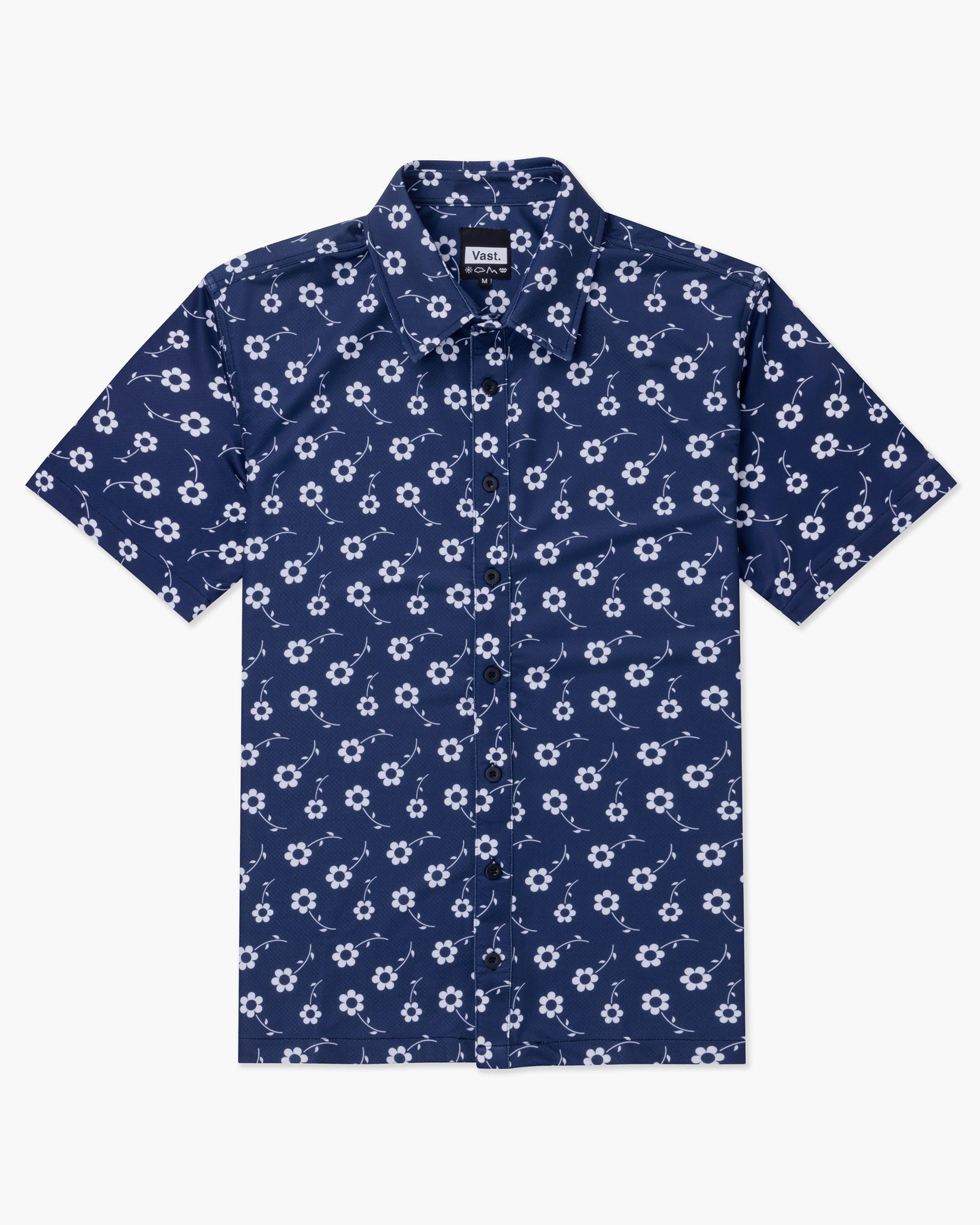 Vast. Positive Floral Button Up Shirt - Navy