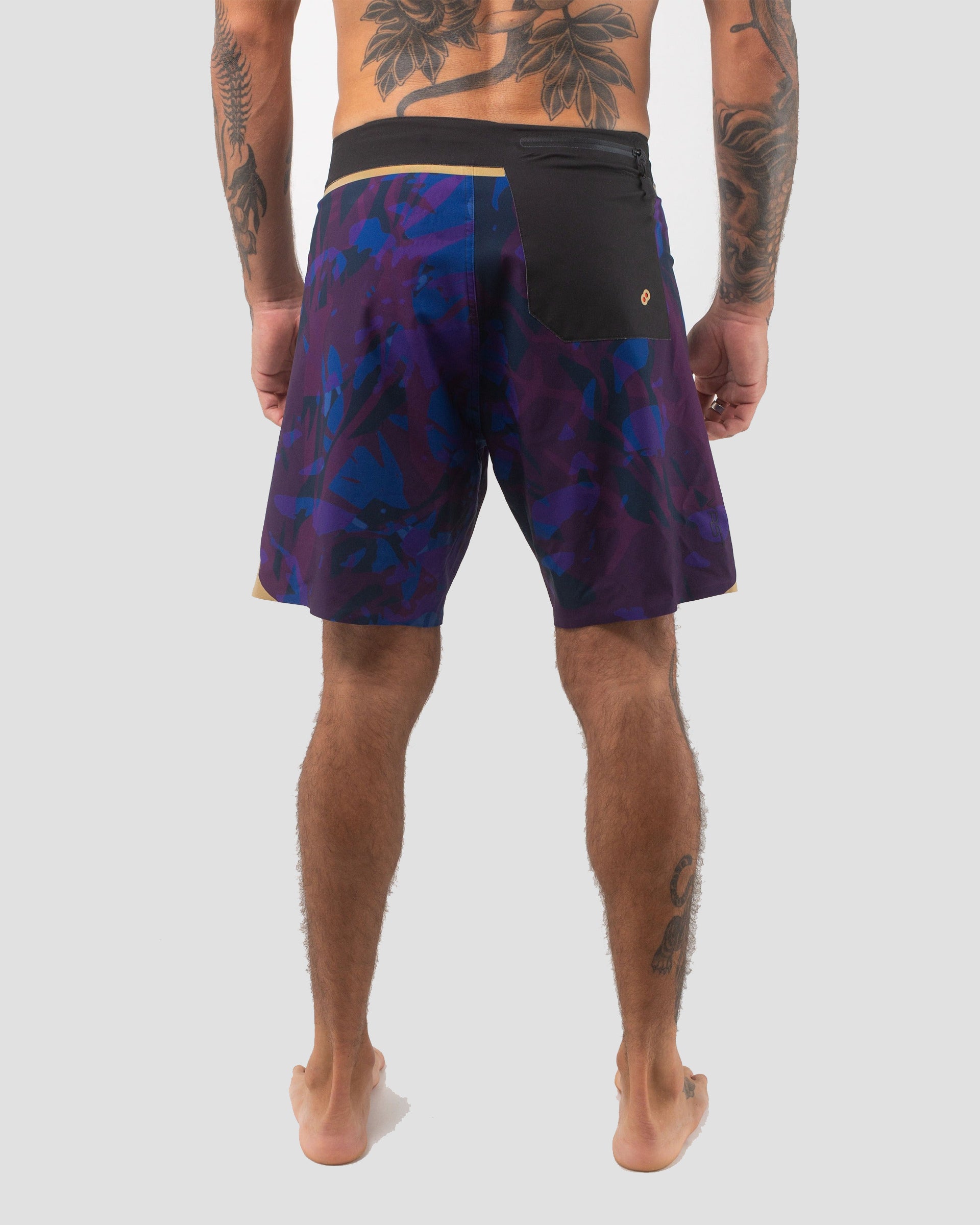 Vast. Men's Translucent Foliage Gold Boardshort - Navy Multi