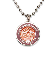St. Christopher Necklace - Vermilion/ Rosewood