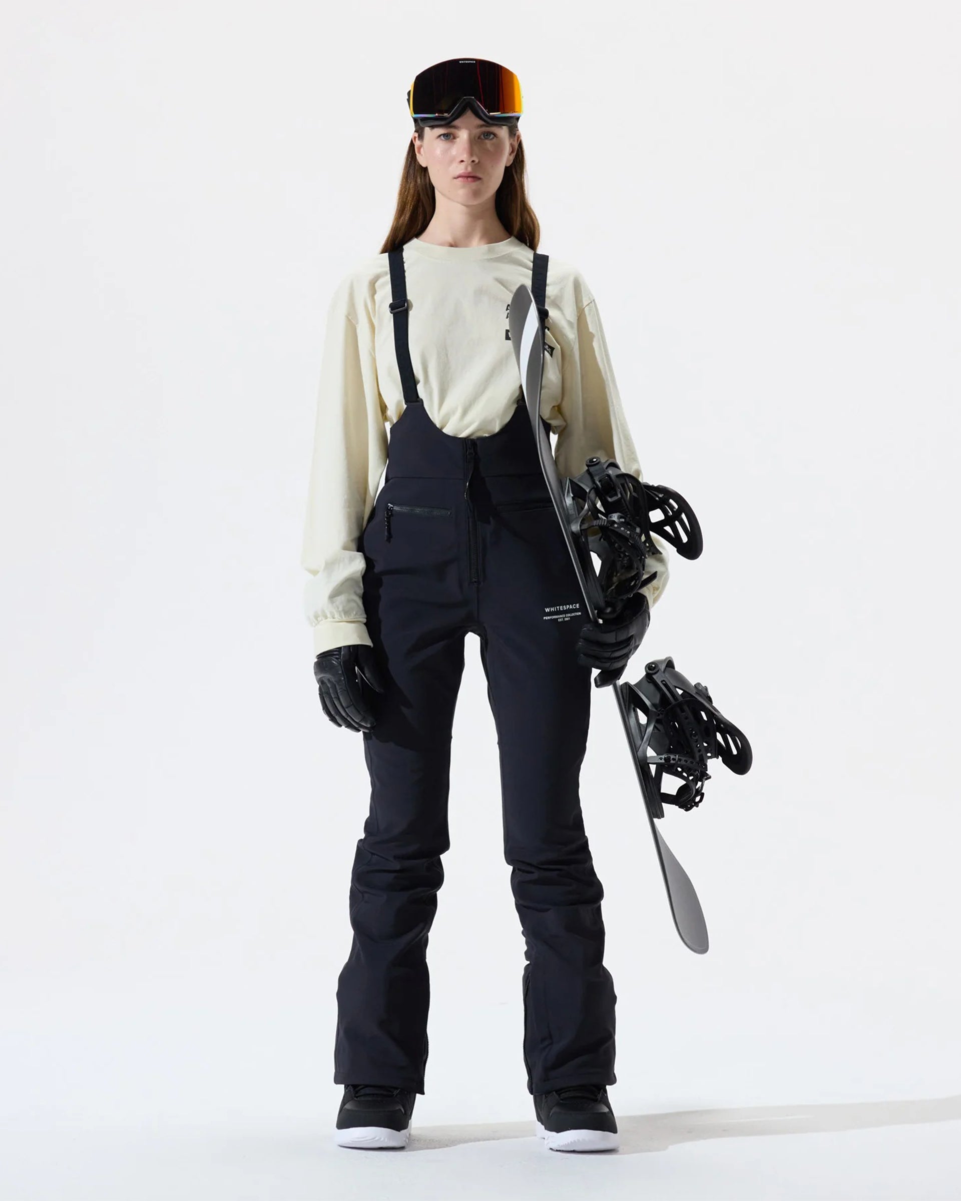 Whitespace Women's High Waisted Riding Bib - Black Onyx