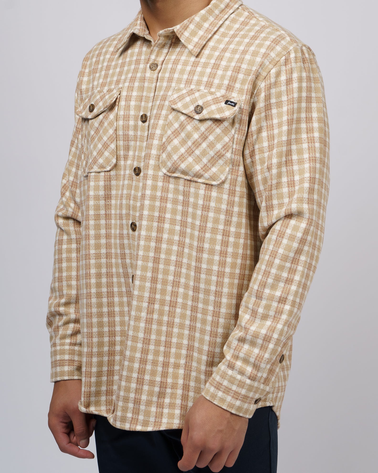 Wheaten Woven L/S Flannel - Khaki