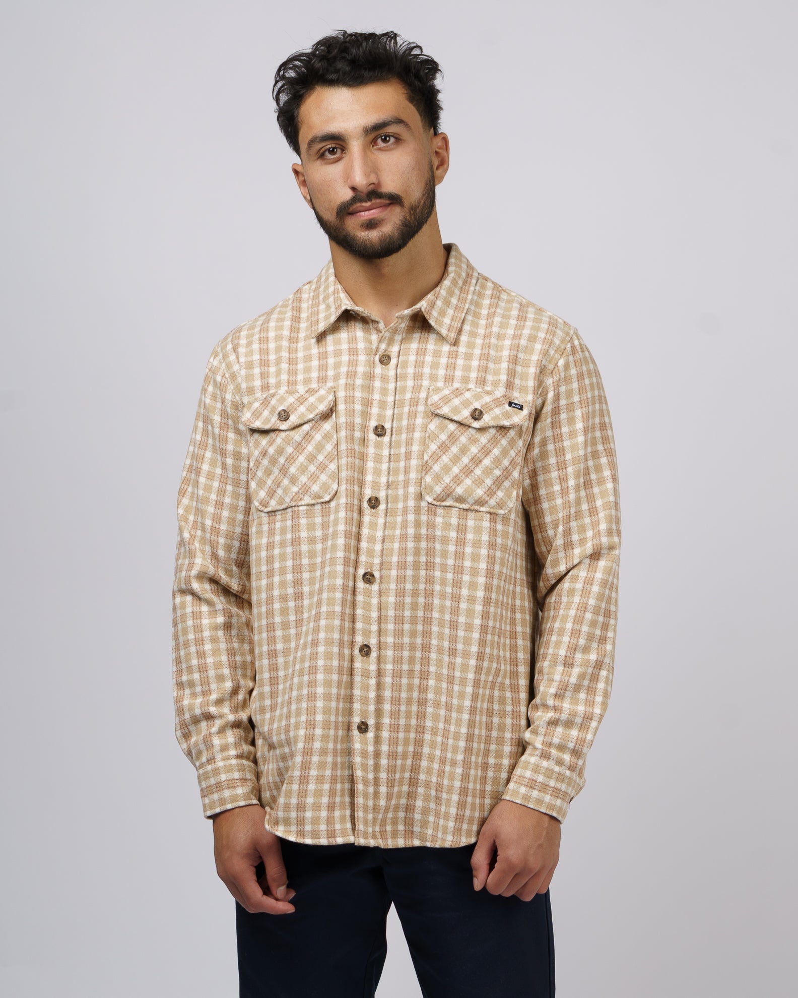 Wheaten Woven L/S Flannel - Khaki