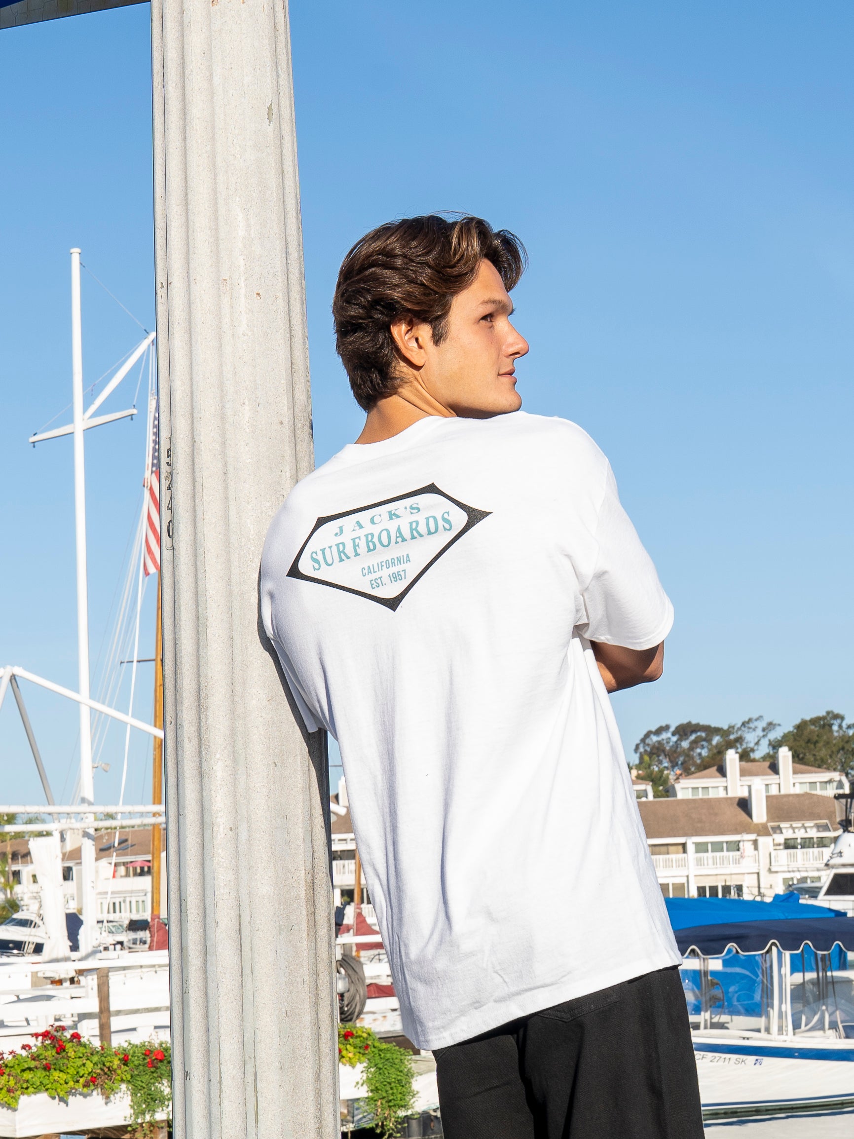 Jack's Surfboards Retro Lam Classic Fit Short Sleeve T-Shirt - White