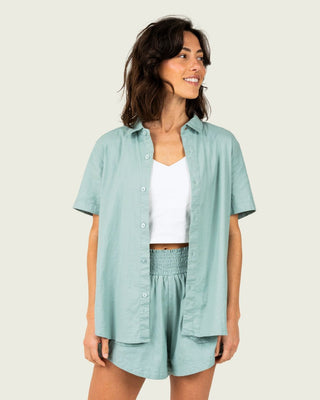 Marsh Wear Women's Lowtide Linen Short Sleeve Shirt - Agate