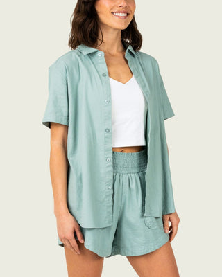 Marsh Wear Women's Lowtide Linen Short Sleeve Shirt - Agate