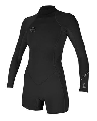 Women's O'Neill Bahia 2/1mm Back Zip Long Sleeve Springsuit - Black/Black/Black