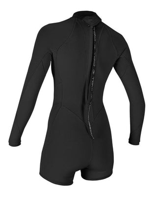 Women's O'Neill Bahia 2/1mm Back Zip Long Sleeve Springsuit - Black/Black/Black