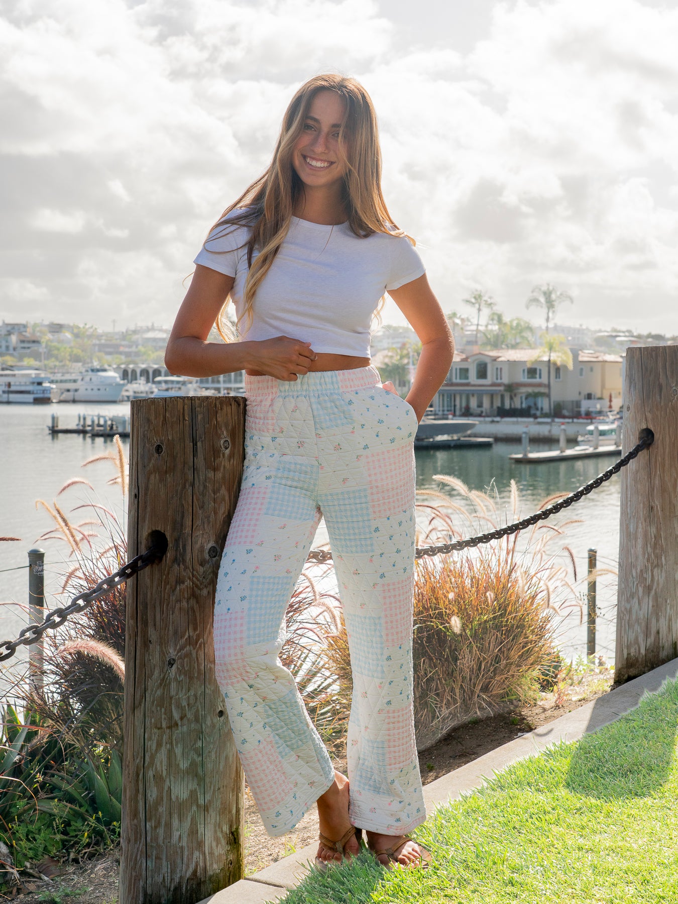 Women's Quilted Wide Pant - Pastel