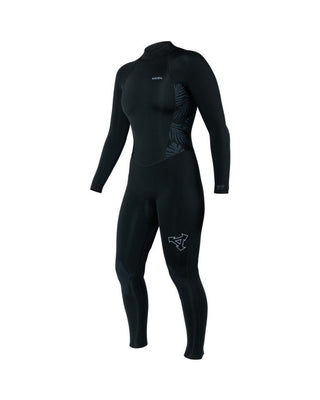 Xcel Women's Axis Back Zip Full Wetsuit 5/4mm - Black/Palm-Monstera Print