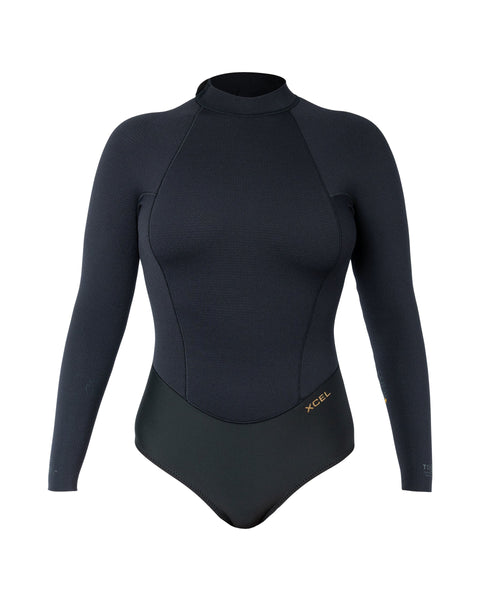 Women's Comp+ Long Sleeve Back Zip Springsuit 2/1.5MM - Black