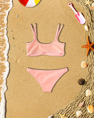 Youth Lola Ribbed Swim Set - Soft Coral