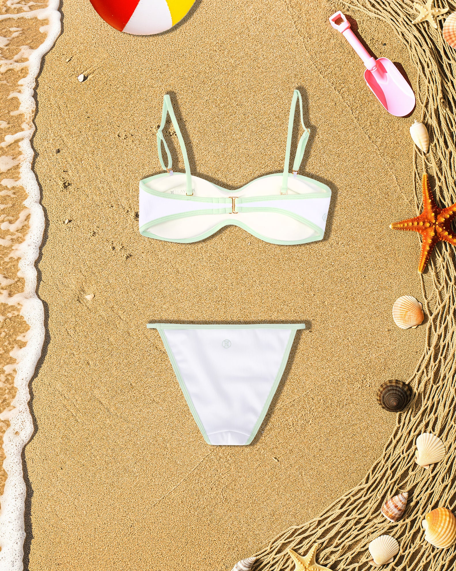 Youth Sydney Ribbed Swim Set - Cloud/Mint