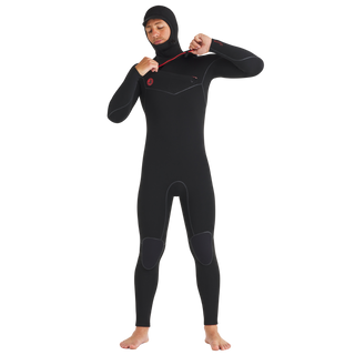 Body Glove Men's 5/4/3mm Red Cell Chest-Zip Hooded Fullsuit Wetsuit - Black