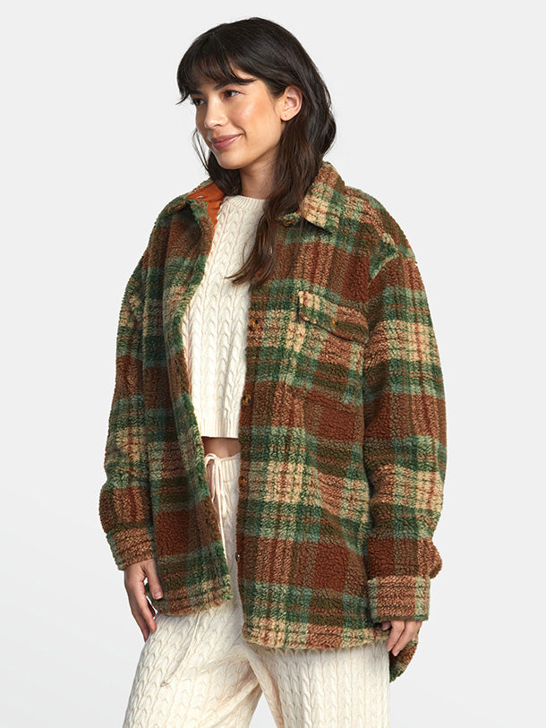 RVCA Women's Birdie Shacket Flannel Jacket