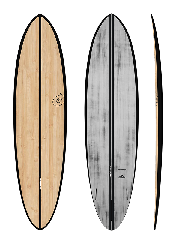 Torq ACT Chopper Surfboard- Black rails / Clear Bamboo