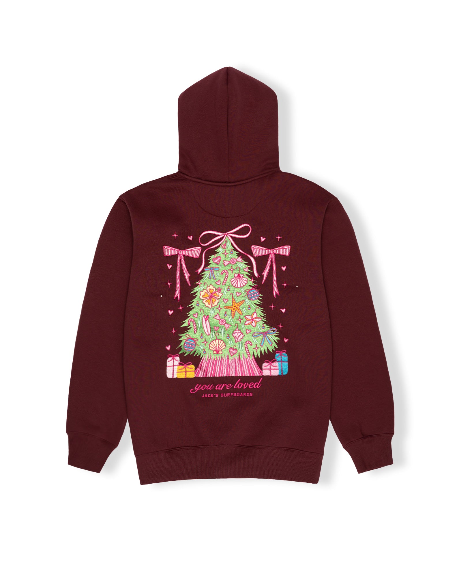 Women's Shell Tree Pullover Hoodie - Burgundy