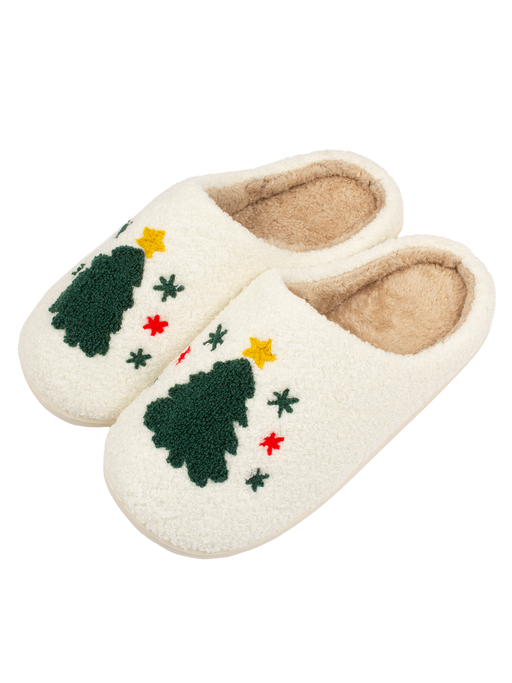 Jack's Surfboards Christmas Tree Slippers- White