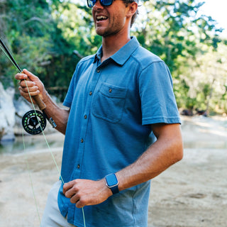 Marsh Wear Men's Coffin Point Short sleeve Woven Shirt - Goblin Blue Heather
