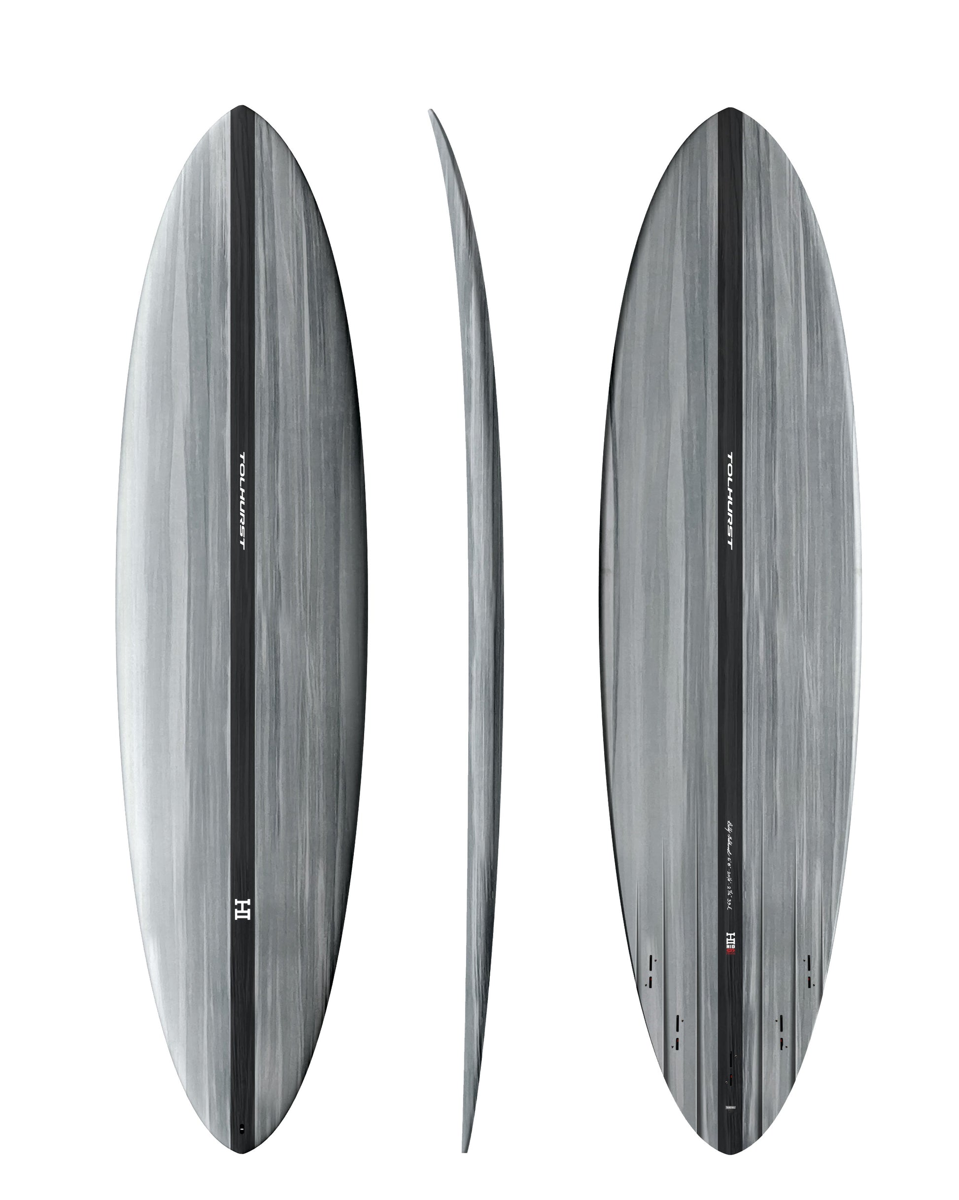 Thunderbolt x Harley Ingleby Mid 6 Mini Black Tech Surfboard-Grey Carbon