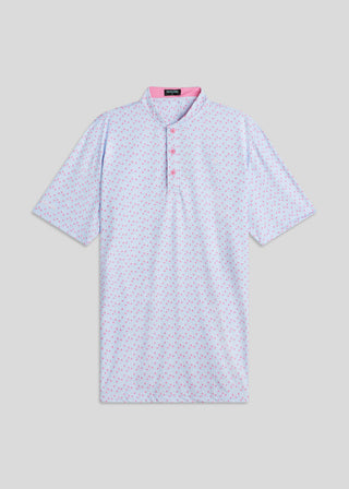 Cotton candy bladed collar polo, performance fabric for comfort and modern style.