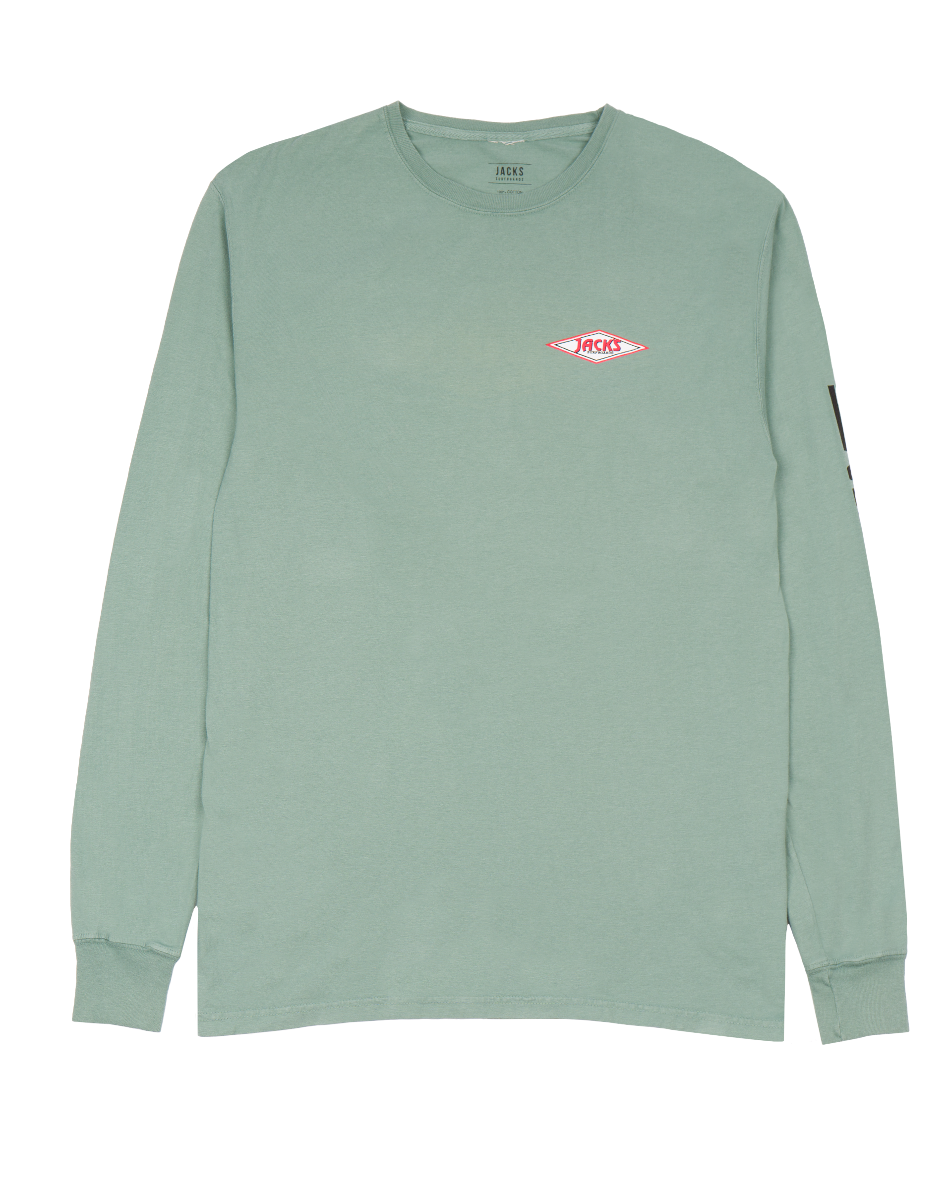 Jacks Surfboard Diamond Sleeved Pigment Long Sleeve Tee - Cypress Green