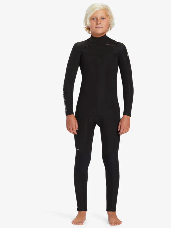 Quiksilver Boys Everyday Sessions 4/3mm Chest Zip Steamer Fullsuit Wetsuit - Black