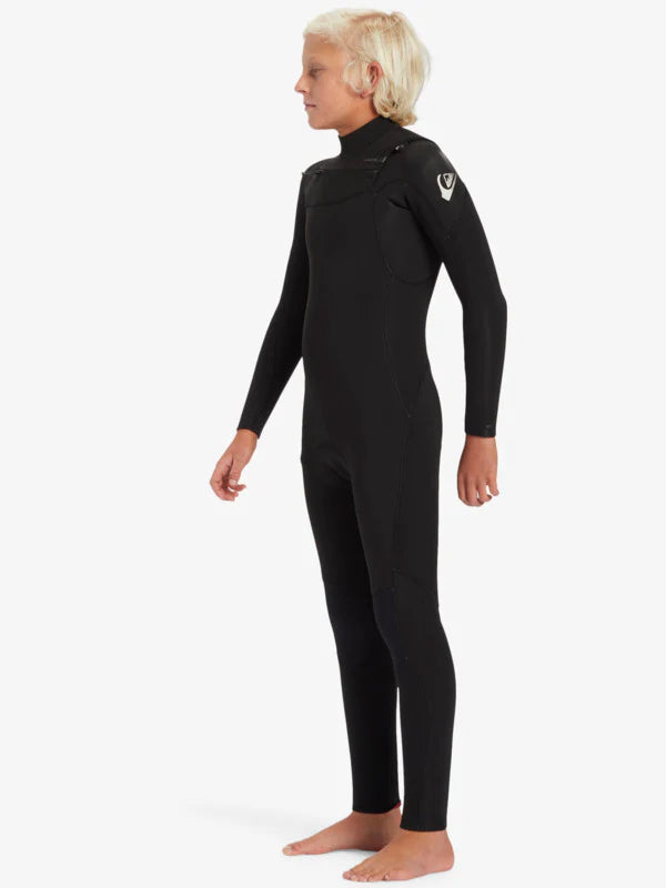 Quiksilver Boys Everyday Sessions 4/3mm Chest Zip Steamer Fullsuit Wetsuit - Black