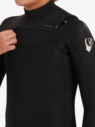 Quiksilver Boys Everyday Sessions 4/3mm Chest Zip Steamer Fullsuit Wetsuit - Black