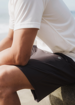 Charcoal walk golf shorts, featuring ultra-lightweight, four-way stretch material.