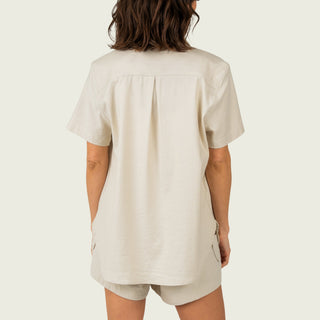 Marsh Wear Women's Lowtide Linen Short Sleeve Shirt - Stone