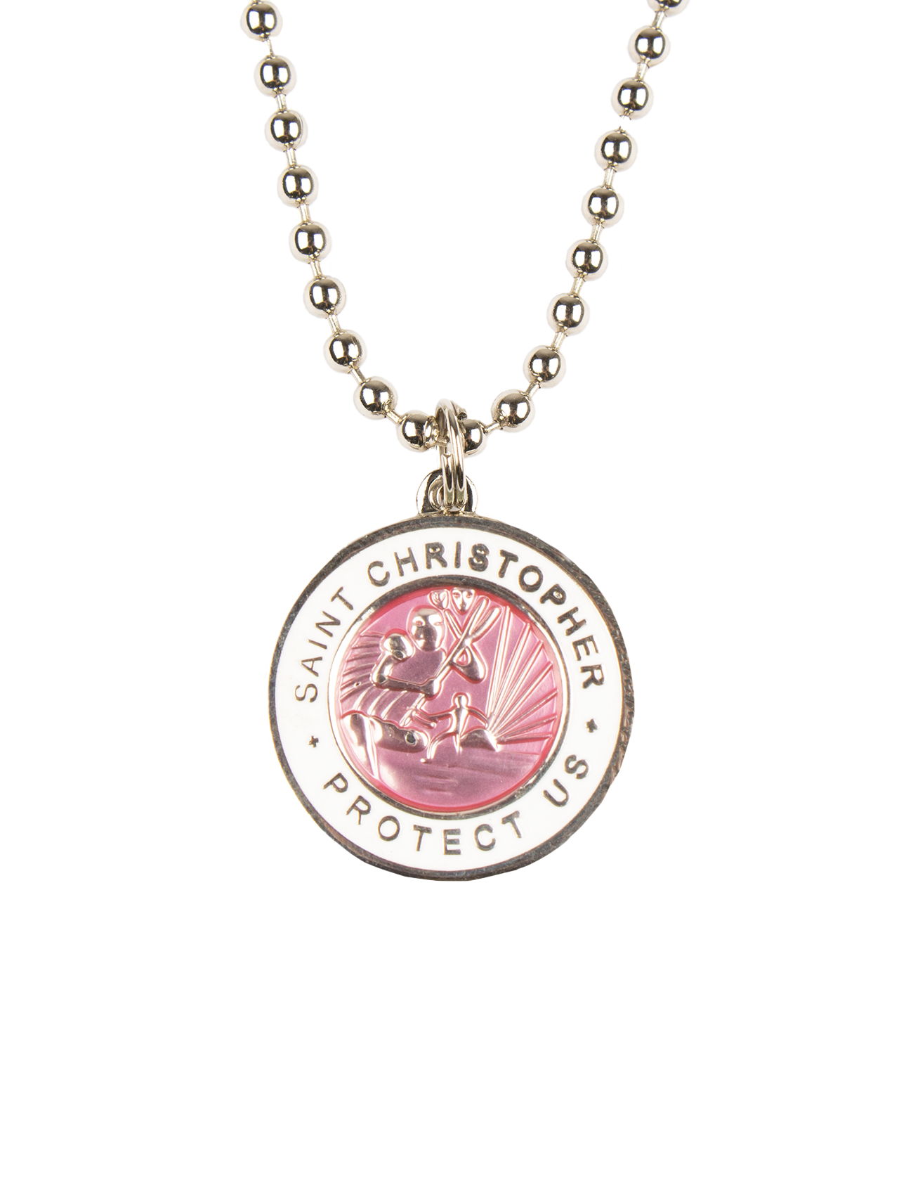 Jack's St. Christopher Necklace - Light Pink / White