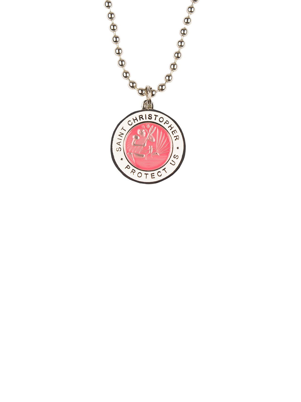 Jack's St. Christopher Necklace -Hot Pink/ White 