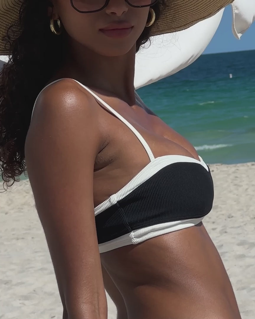 Load video: Alex Bikini Bottom - Black/Cream