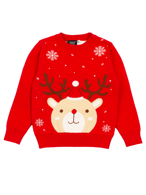 Jack's Kid's (8-16) Reindeer Christmas Sweater - Red