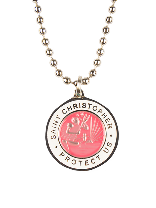 Jack's St. Christopher Necklace -Hot Pink/ White 