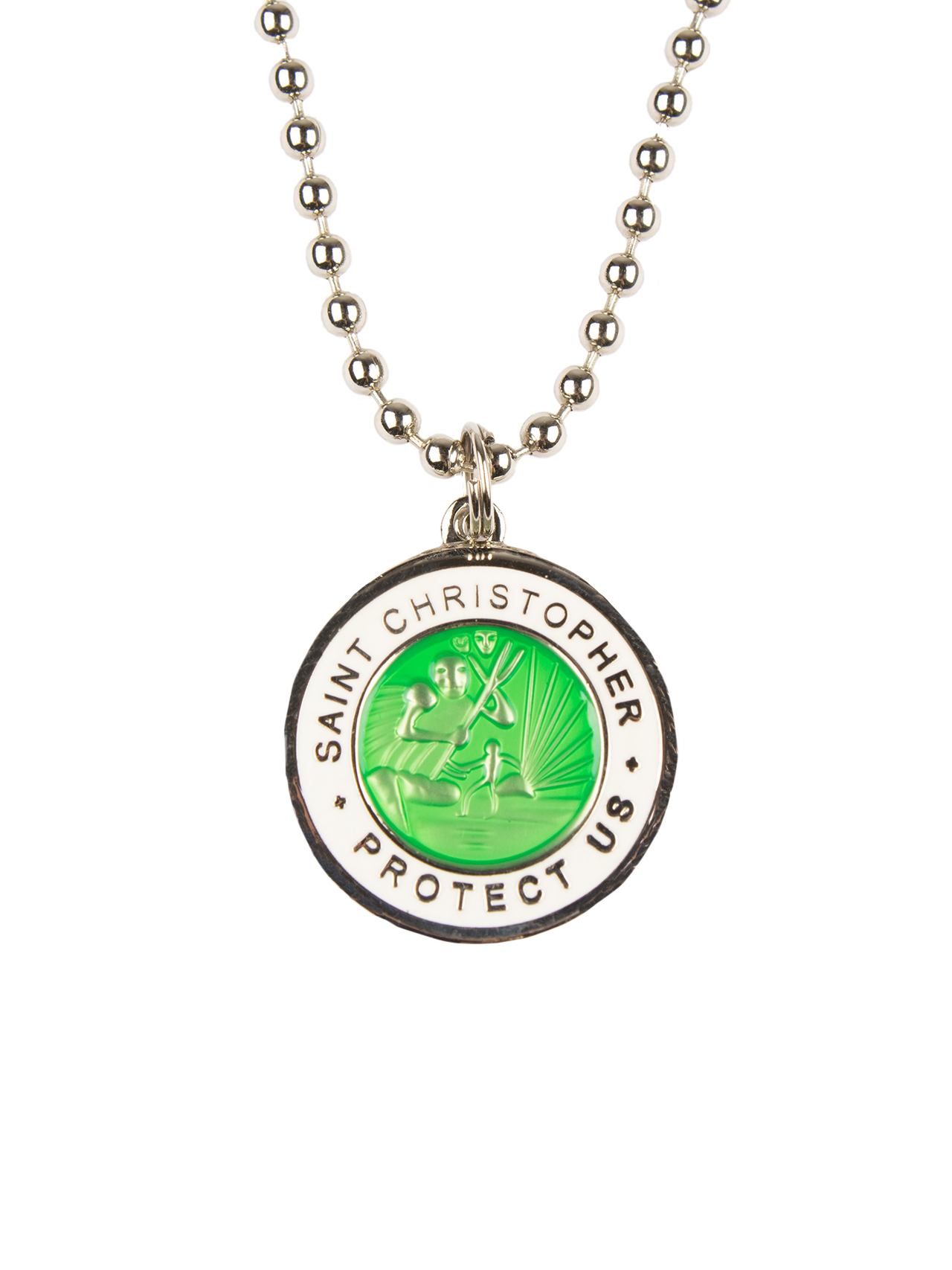 Jack's St. Christopher Necklace - Green/ White