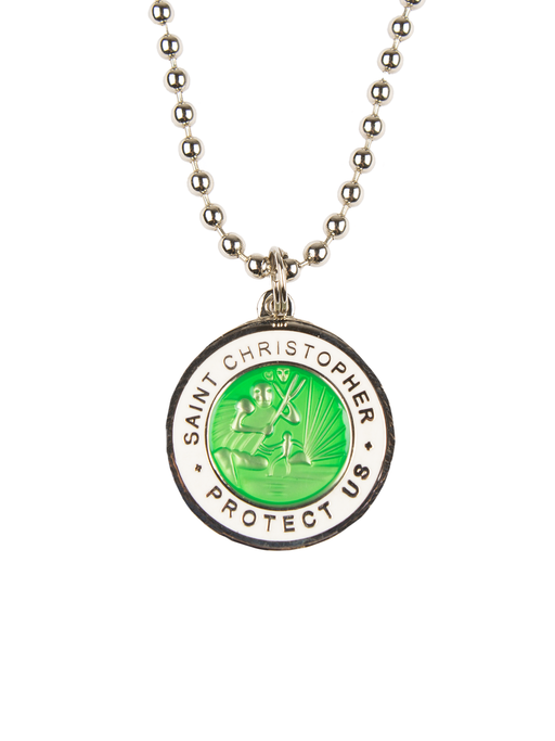 Jack's St. Christopher Necklace - Green/ White